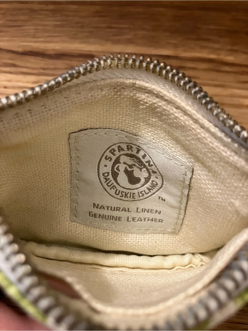 Spartina Daufuskie Island Green Linen Leather Cell Wristlet Wallet